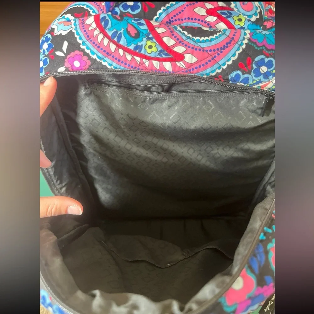Vera Bradley Haymarket Paisley Black Floral LG Essential Laptop Backpack - Picture 10 of 11